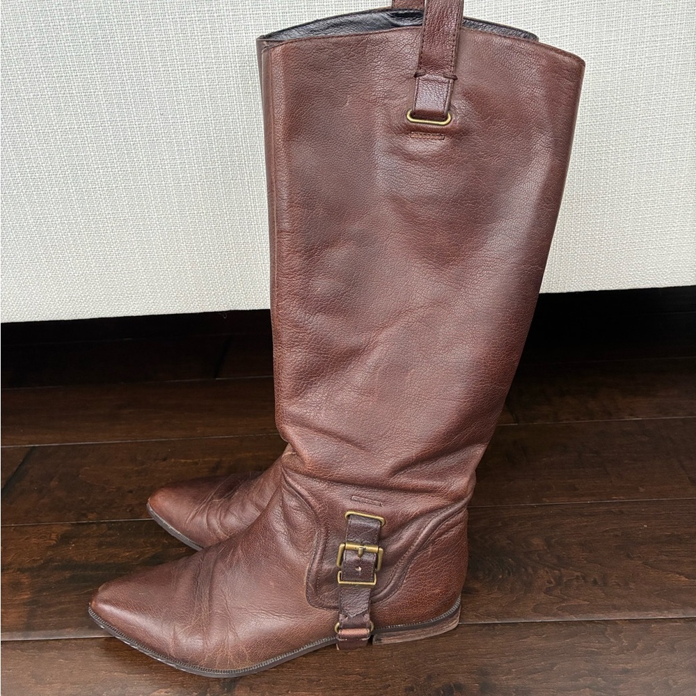 7 For All Mankind Brown Leather Knee Boots